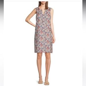 NWT J.McLaughlin Rue Linen Floral Split V-Neck Sleeveless Shift Dress